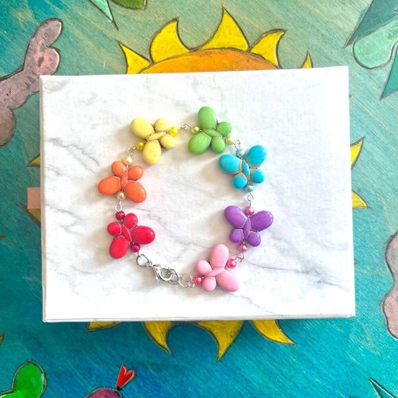 Rainbow Butterfly Charm Bracelet - Picture 7 of 7